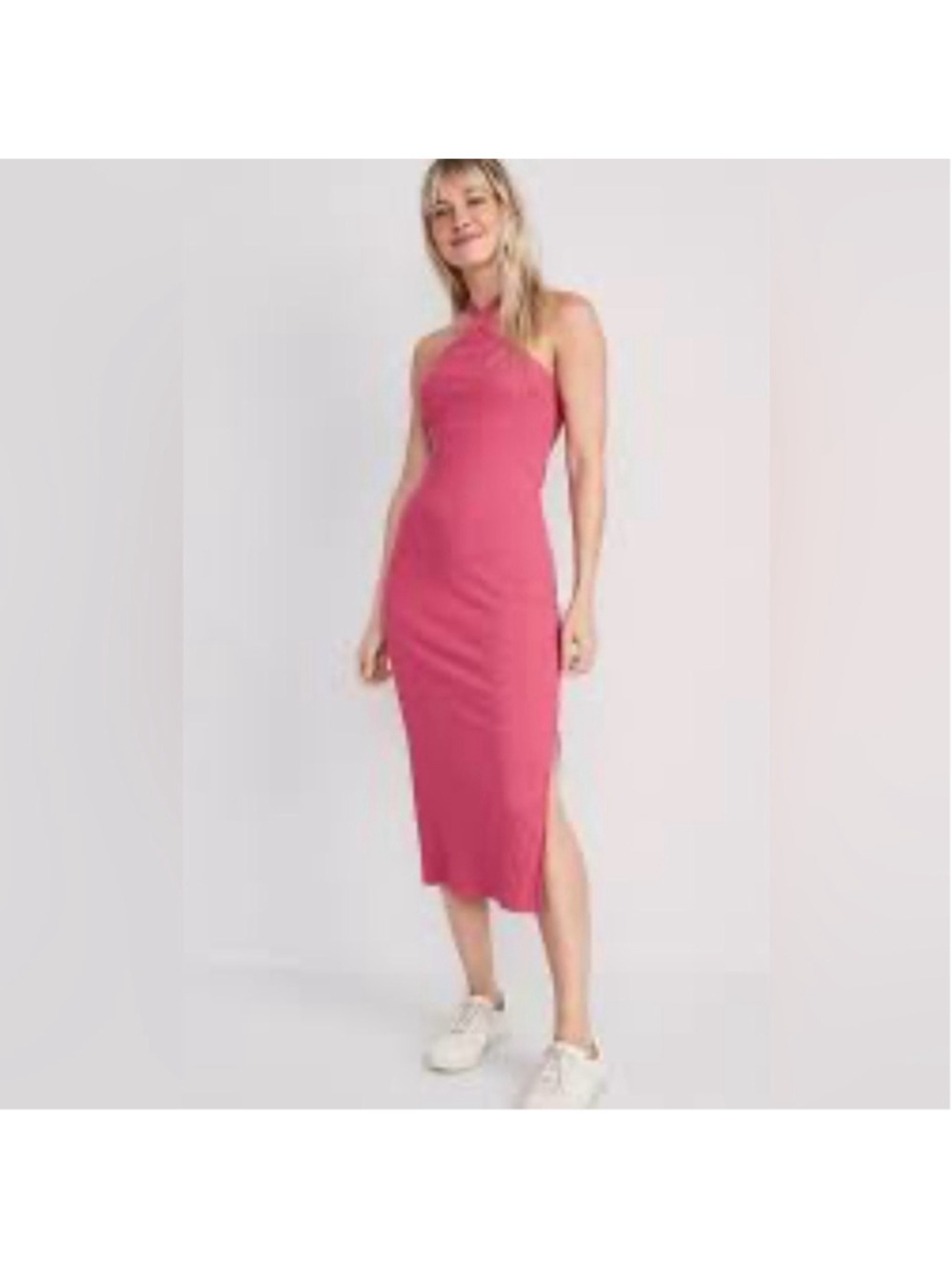 Old Navy Rib-Knit Halter Midi Dress lotus blossom size XL tall